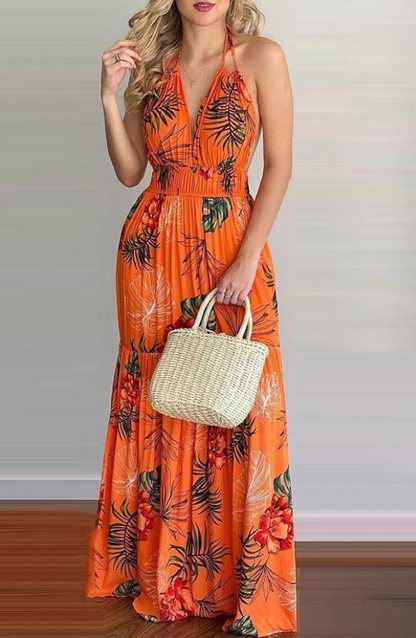 Summer Print Long Maxi Dress