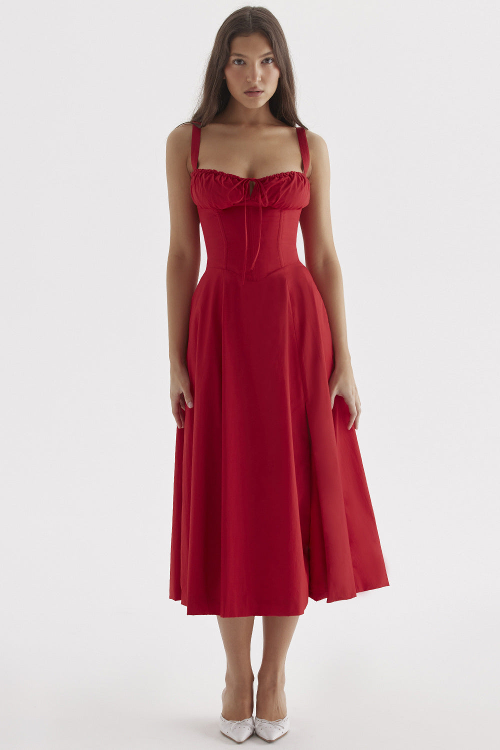 Elegant red Midi Dress