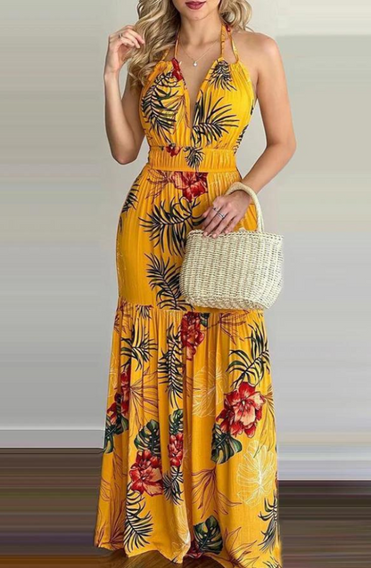 Summer Print Long Maxi Dress