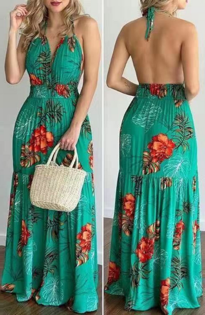 Summer Print Long Maxi Dress