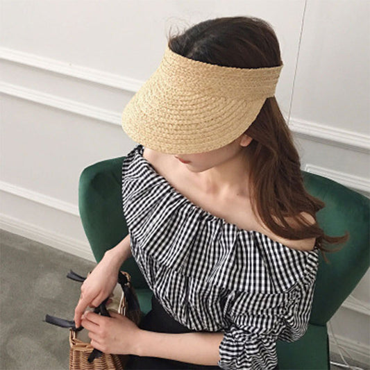 Embroidered Straw Visor