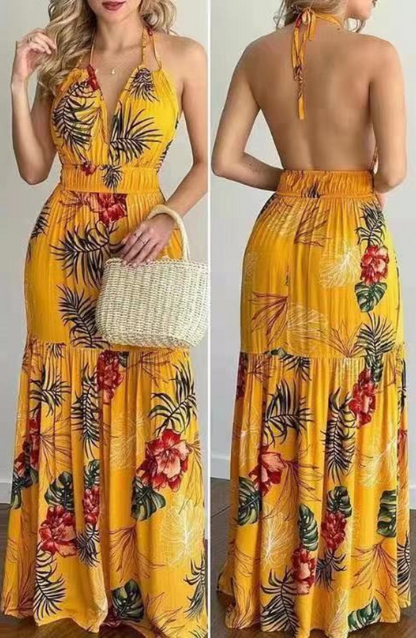 Summer Print Long Maxi Dress