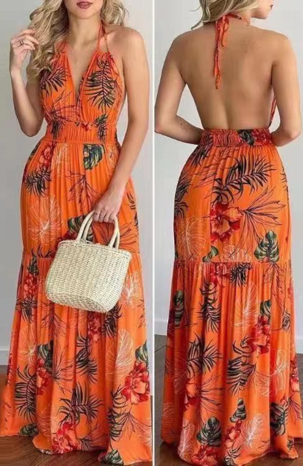 Summer Print Long Maxi Dress