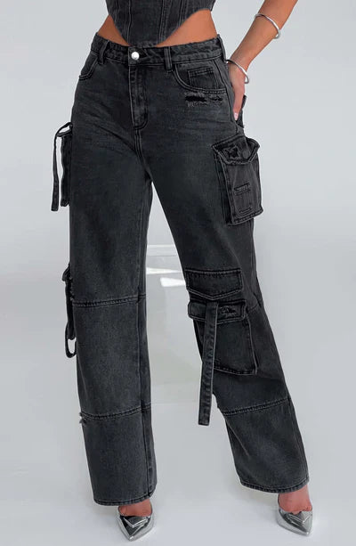 BLACK DENIM CARGO PANTS | DENIM CORSET TOP & BROOKLYN CARGO PANT SET | WIDE LEG DENIM CARGO PANTS | HIGH WAIST DENIM CARGO PANTS | LADIES DENIM CARGO PANTS | BLUE DENIM CARGO PANTS | PLUS SIZE DENIM CARGO PANTS | DENIM WOMEN'S CARGO PANTS | WOMEN'S CARGO DENIM PANTS 