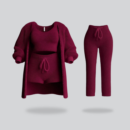 Cozy Knit loungewear Wine Red